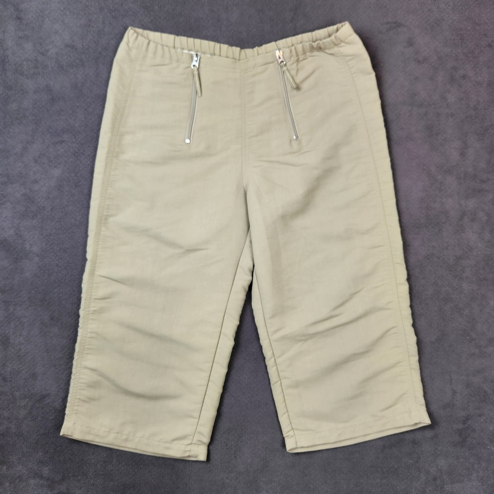 Nike Cropped Pants Womens Small (4-6) Tan Double Zip Front Elastic Waist‎ Casual